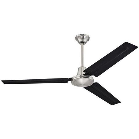 BRIGHTBOMB 56 in. Industrial Three Black Steel Blade Indoor Ceiling Fan with Ball Hanger installation System & Wall Control BR19915